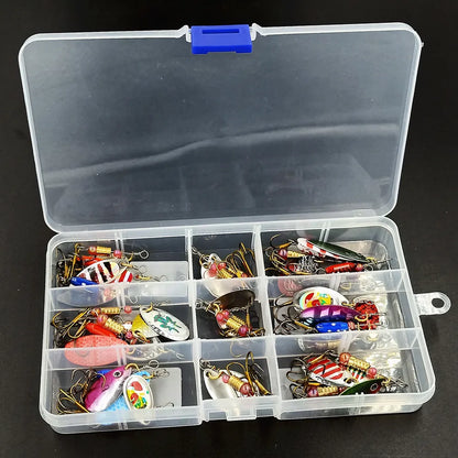 30pcs Spinner Fishing Lure Kit Metal Sequin Spoon Hard Bait Fishing Wobblers Set Fishing Tackle Isca Atificial Lure Pesca